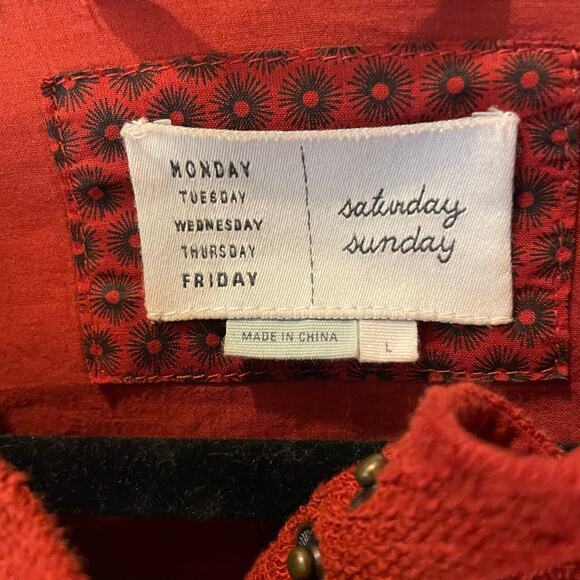 Rust Red Anthropologie Saturday Sunday Size L Drawstring Waist Jacket - Picture 6 of 7